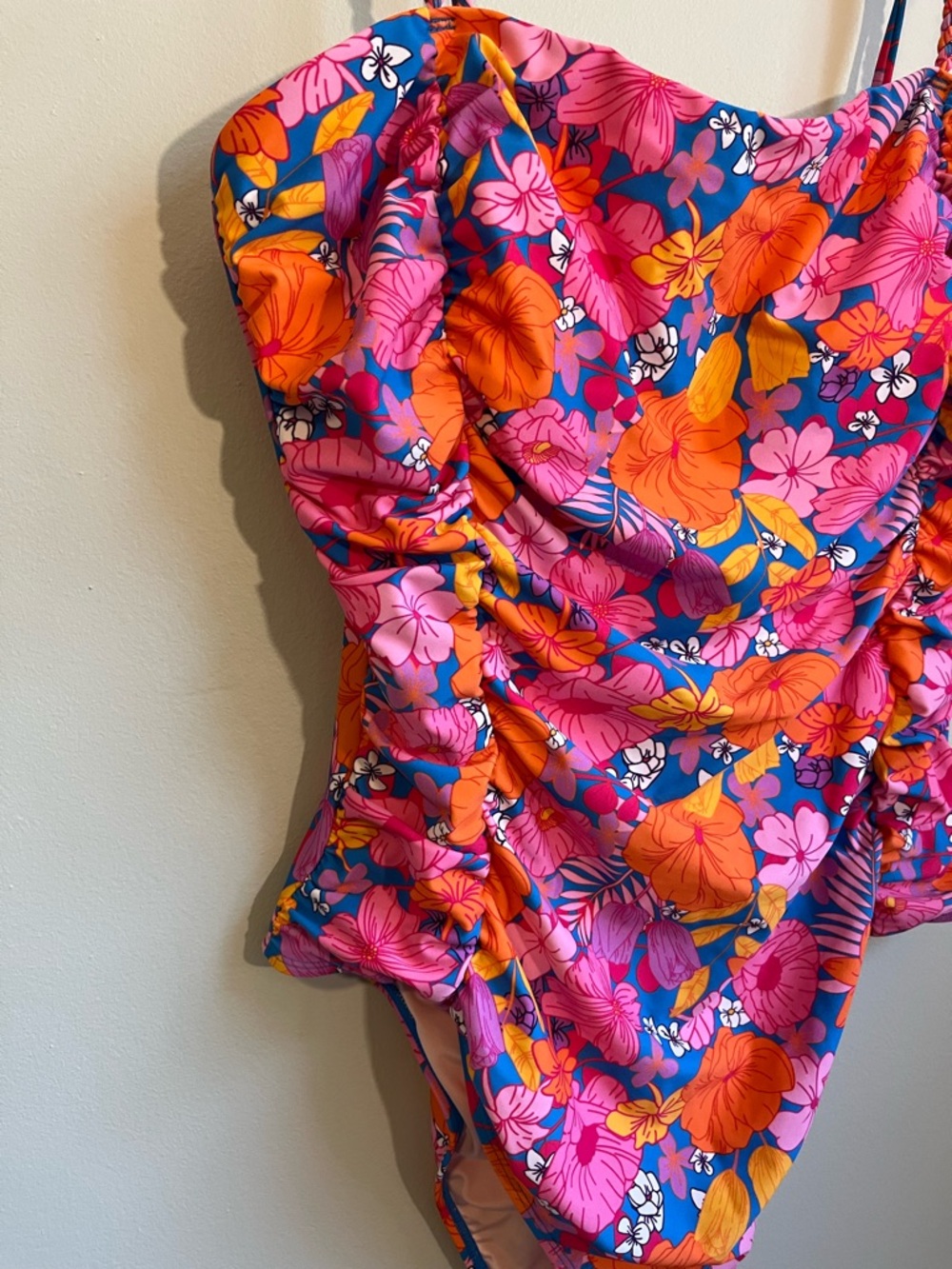 CUPSHE nwt Pink & Orange Floral One-Piece Swimsuit with Braided Straps - Picture 4 of 8